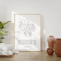 Ephesians 2:10 "For we are his workmanship, created in Christ Jesus for good works,..."  Typography Art Print,  Abstract Plant Leaves - BOHO