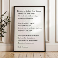 The Moon Is Distant From the Sea,  Emily Dickinson Poem,  Typography Art Print