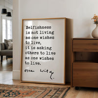Oscar Wilde Quote Print, Selfishness Wall Art, Literary Typography, Book Lover Gift