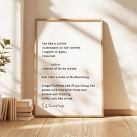 the sky a silver dissonance by the correct. E.E. Cummings Poem Typography Art Print (1923)