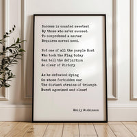 Success is Counted Sweetest poem by Emily Dickinson,  Typography Art Print,  1859