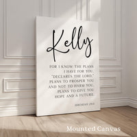 Jeremiah 29:11 Wall Art,  For I Know The Plans - Personalized Inspirational Quote