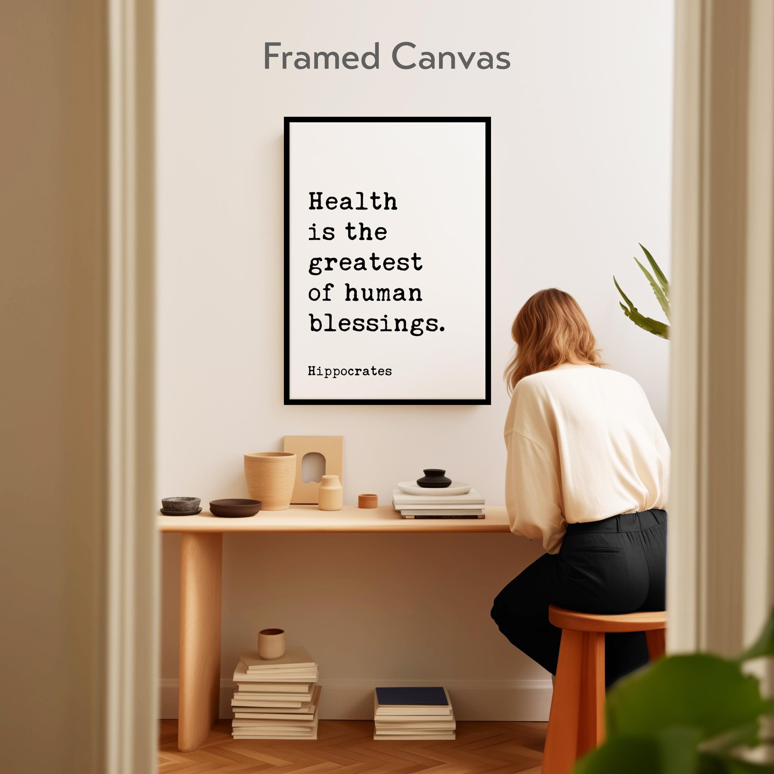 Health is the greatest of human blessings. Hippocrates Quote Canvas Typography Art,  Wellness - Fitness - Inspiration - Health