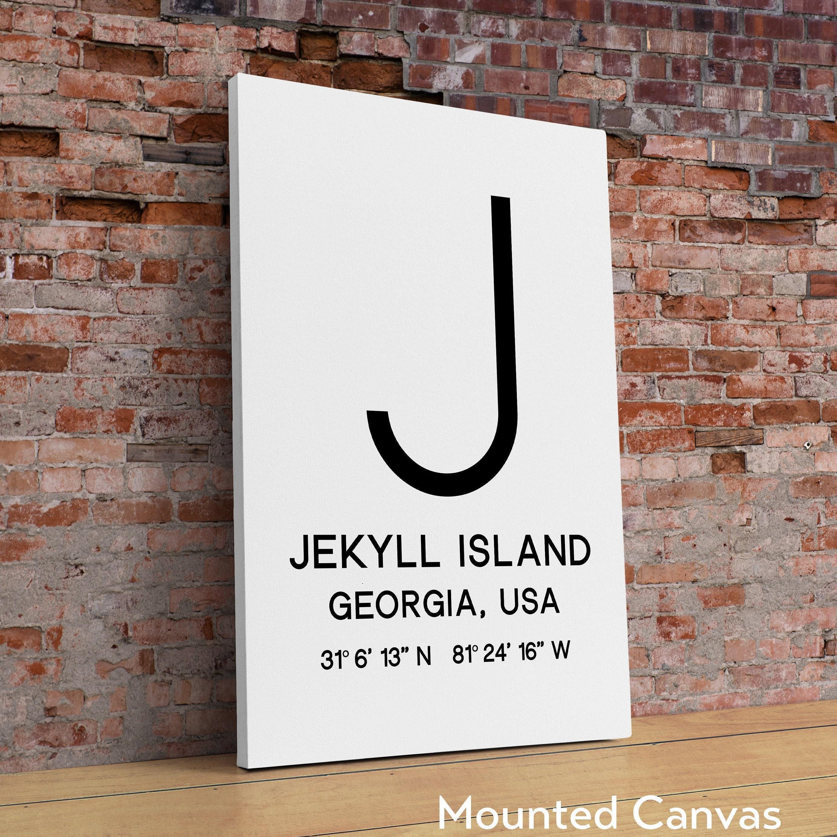 Jekyll Island, Georgia with GPS Coordinates Typography Minimalist Art Print