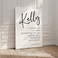 Commit to the Lord,  Proverbs 16:3,  Personalized Typography Art Print
