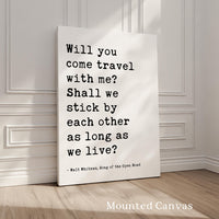 Walt Whitman Love Quote Print,  Romantic Typography Wall Art,  Couples Gift Travel Quote Decor