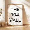 The 704 Y'all Minimalist Art Print • Charlotte, North Carolina • Original Area Code • History • Culture