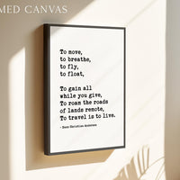 a framed canvas with a quote by Hans Christian Andersen.