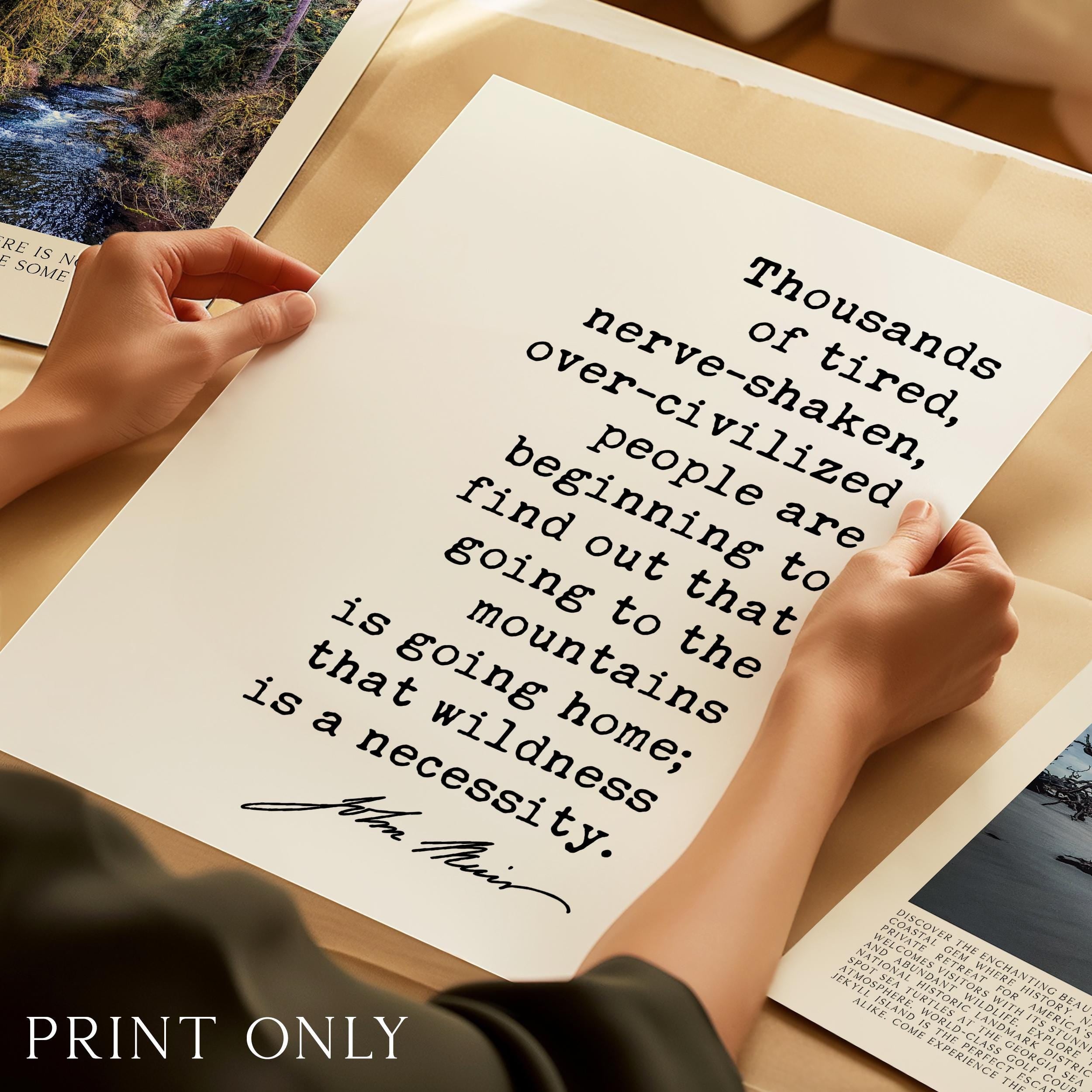 John Muir Quote Print, Going to the Mountains Is Going Home, Hiking Wall Art, Mountain Decor, Nature Lover Hiker Gift