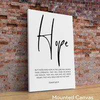 Isaiah 40:31,   But those who hope in the Lord will renew their strength... Typography Art Print - Hope - Bible Verse - Uplifting -  Inspire