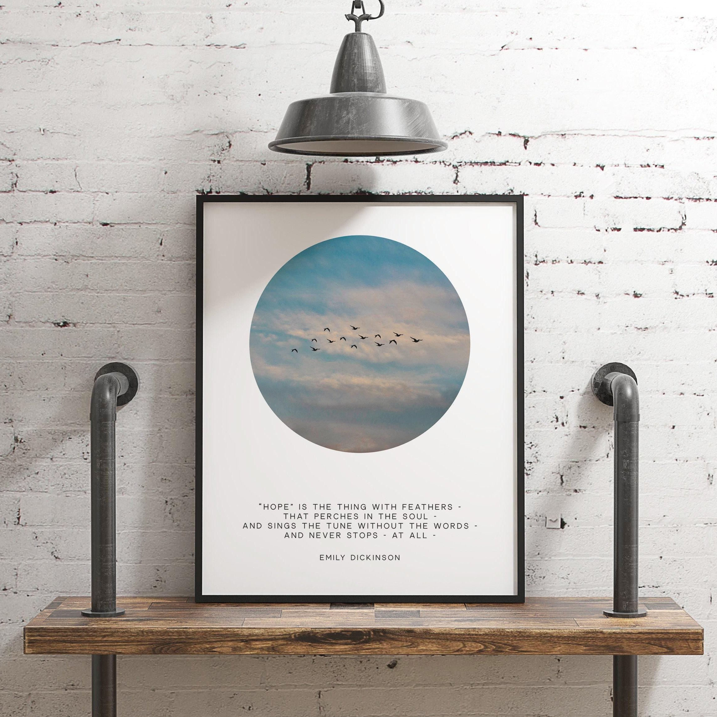 Hope is the thing with feathers … And never stops - at all - Emily Dickinson - Typography Print - Hope Quotes - Poetry - Inspirational Poem