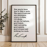 Ralph Waldo Emerson Quote, Few People Know How To Take A Walk, Nature Art Print