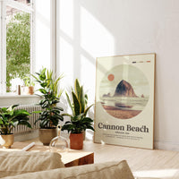 Cannon Beach, Oregon,  MidCentury Modern,  Featuring GPS Coordinates,  Typography Art Print