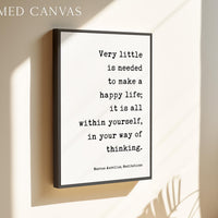 Marcus Aurelius Quote Print,  Very Little Is Needed to Make a Happy Life,  Stoic Philosophy Wall Art