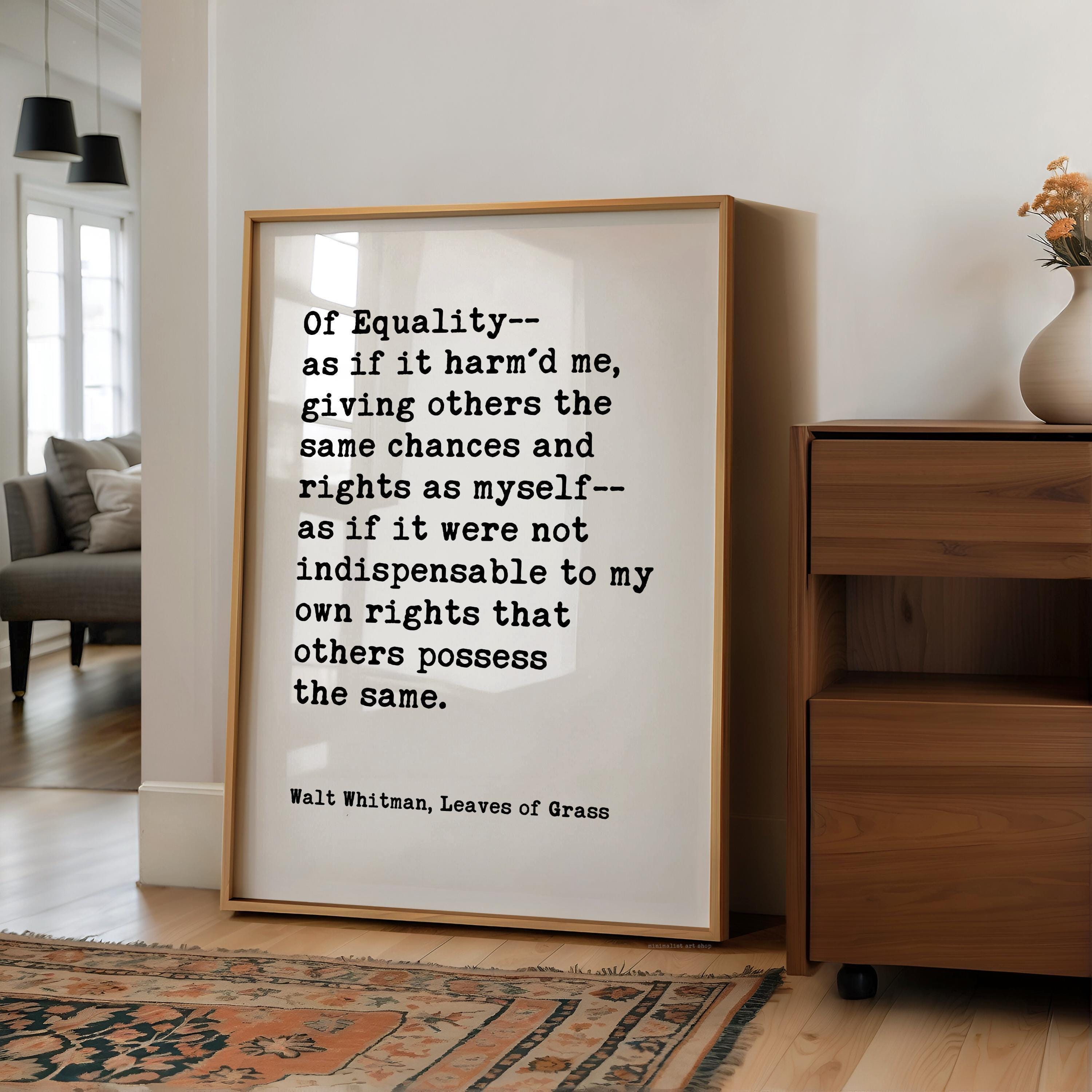 Walt Whitman Equality Quote,  Leaves of Grass,  Typography Wall Art