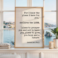 For I Know the Plans,  Jeremiah 29:11,  Typography Art Print