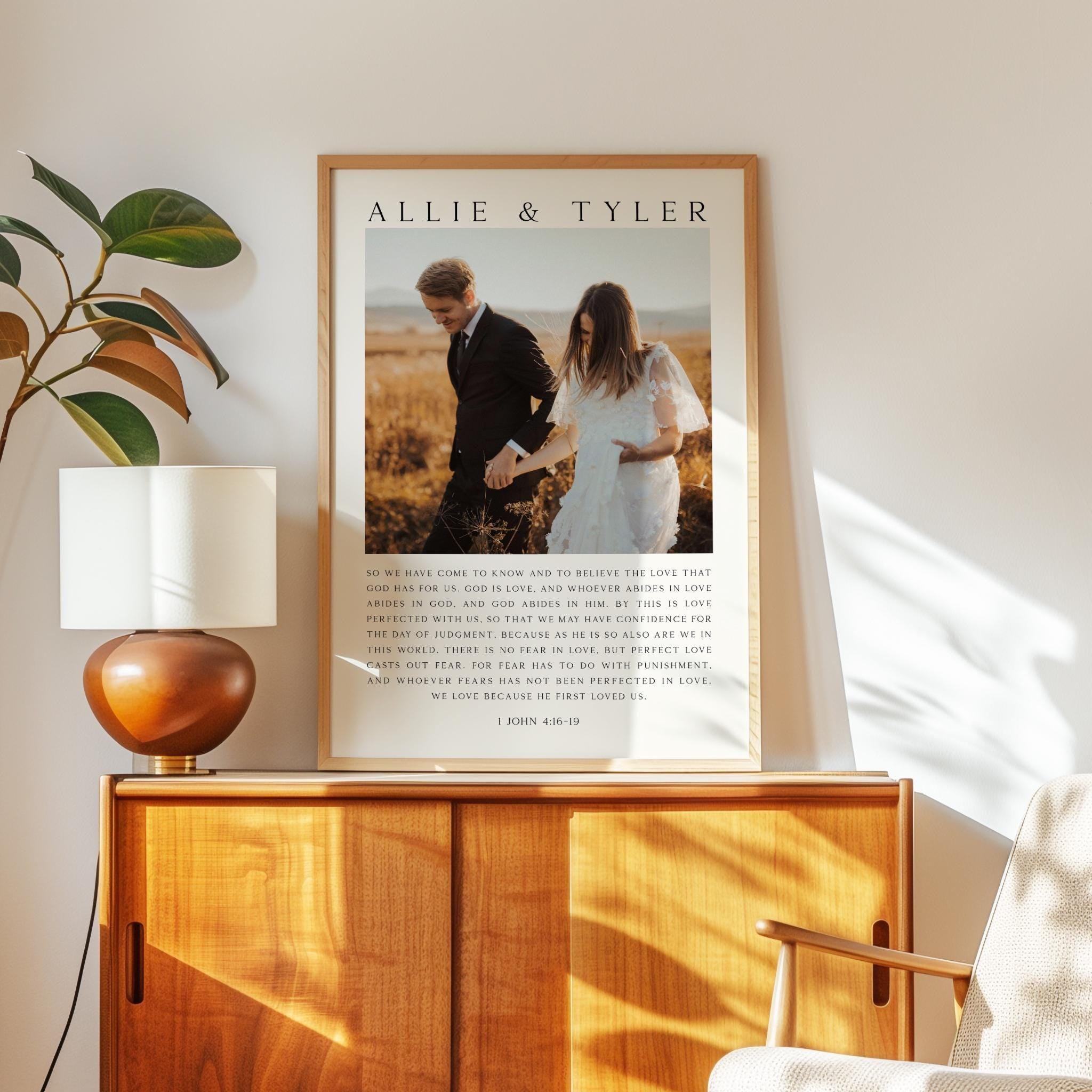 Personalized Wedding Anniversary Prayer with Photo and Names,  Art Print