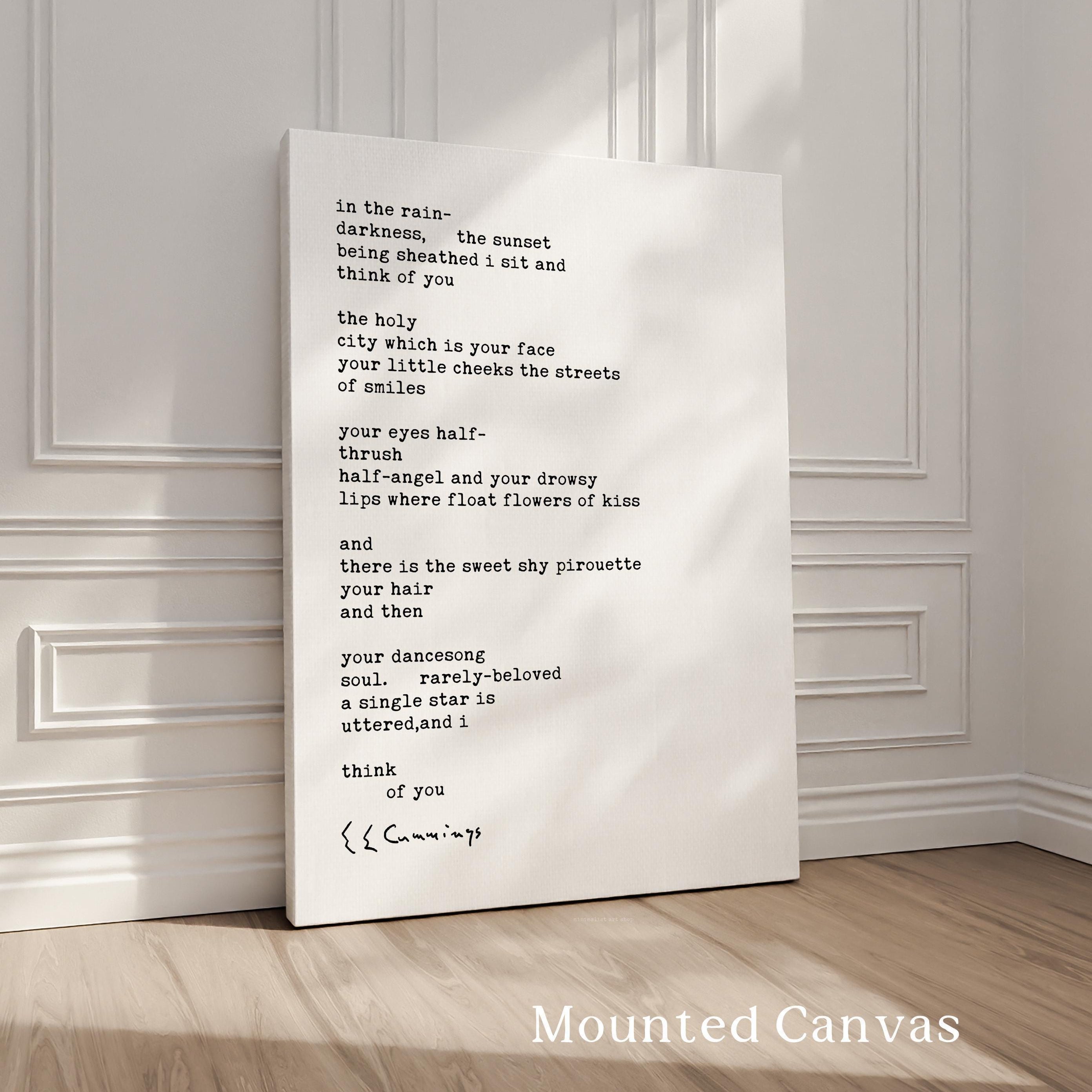 In The Rain Typography Art Print E.E. Cummings Poem,  Love,  Wedding,  Marriage (1923)