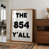 The 854 Y'all Minimalist Typography Art Print,  South Carolina Area Code,  Charleston,  Low Country,  Hilton Head,  Myrtle Beach