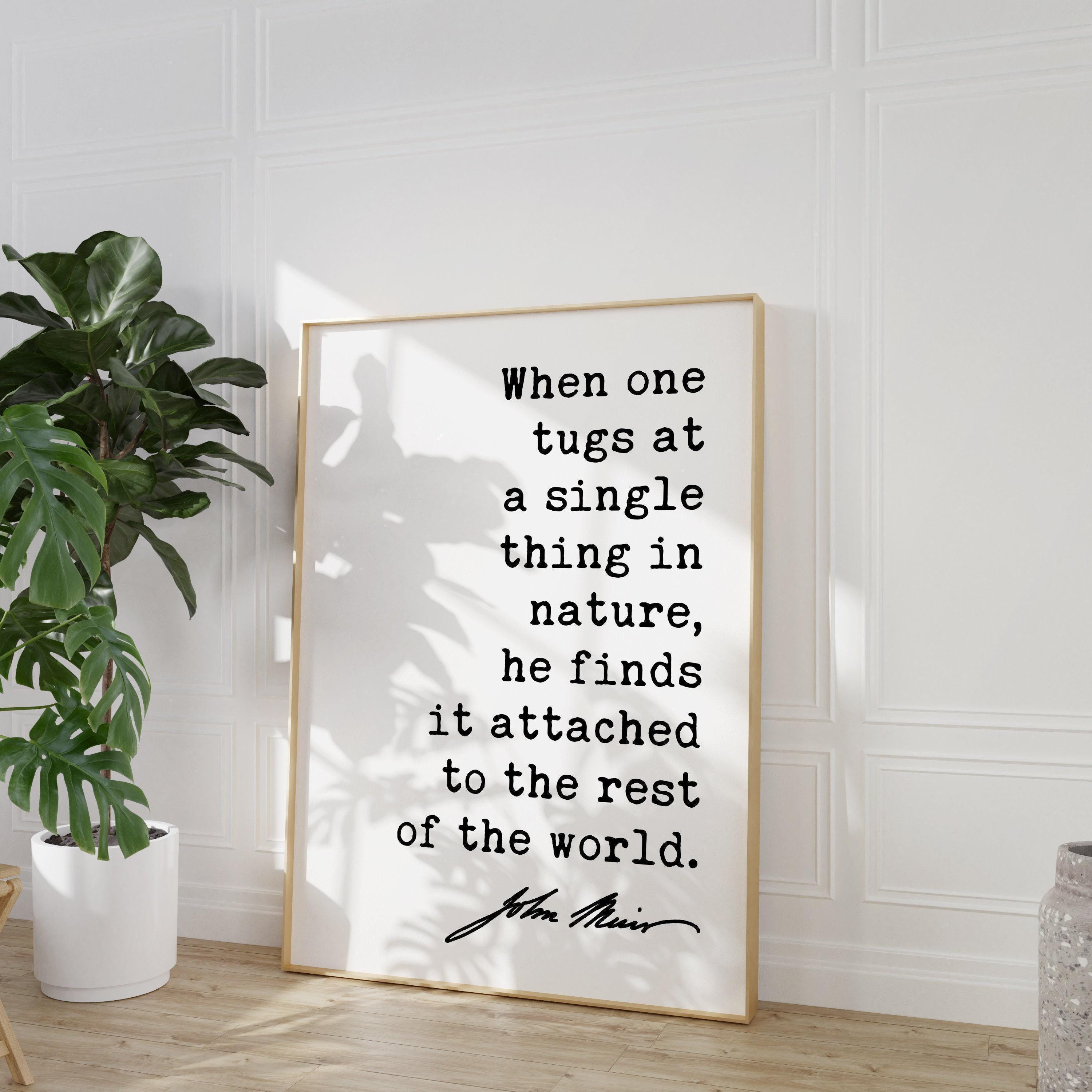 When one tugs at a single thing in nature, he finds it attached to the rest of the world. John Muir Quote Typography Art Print