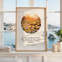 If I Had a Flower Print, Alfred Tennyson Quote, Minimalist Floral Garden Wall Decor