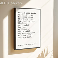Virginia Woolf Quote Print, Second Hand Books Wall Art, Literary Typography, Book Lover Gift