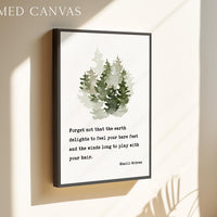 Kahlil Gibran Art Print,  Inspirational Wall Watercolor Trees,  “Forget Not That the Earth Delights”