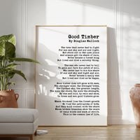 Good Timber Poem by Douglas Malloch,  Typography Art Print,   Inspiration,  1922