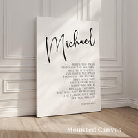 Isaiah 43:2 • When you pass through the waters, I will be with you... • Personalized Typography Art Print • Inspirational • Faith