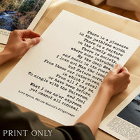 Lord Byron Quote Print “There Is a Pleasure in the Pathless Woods” Wall Art,  Nature Lover