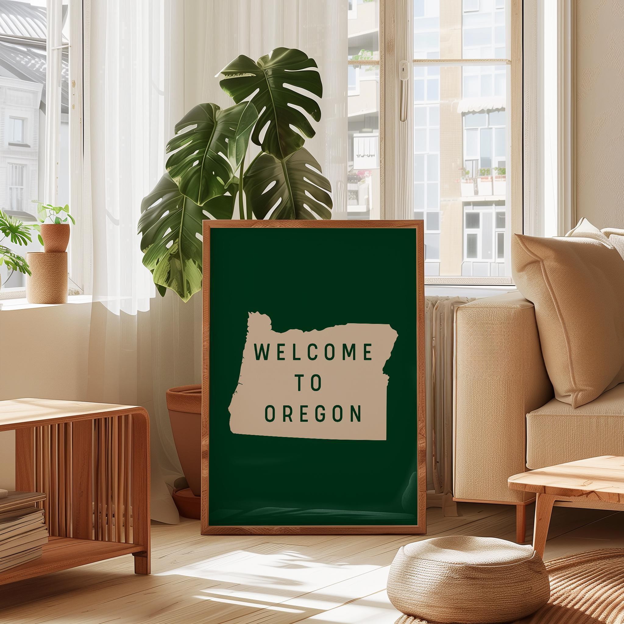 Welcome to Oregon Sign Art Print, Pacific Northwest Decor, PNW Decor, Travel Gift