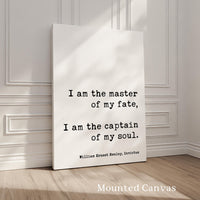I Am the Captain of My Soul Typography Print,  Invictus Quote by William Ernest Henley,  Inspirational Literary Wall Art