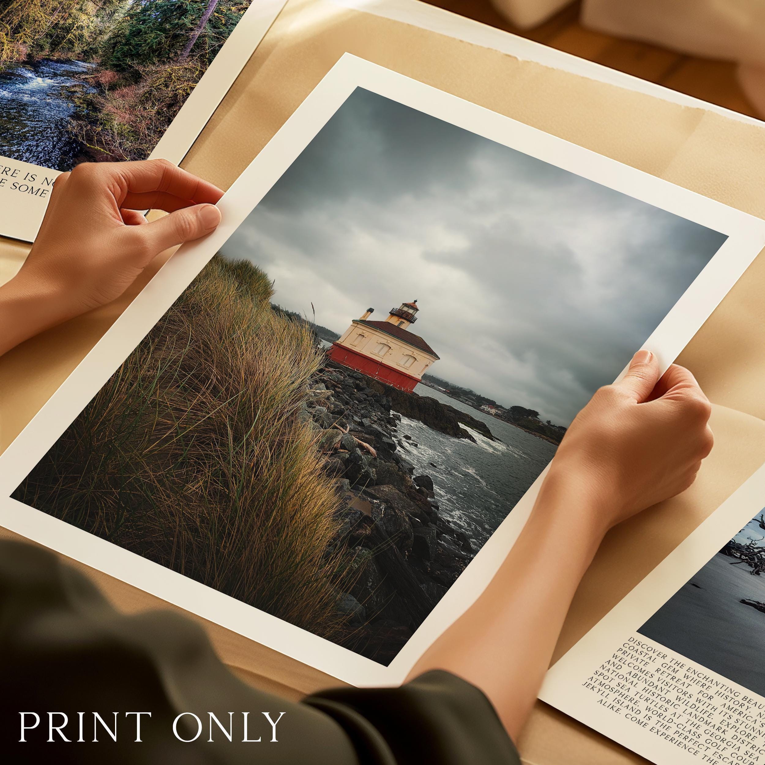 Coquille River Lighthouse Print in Bandon, Oregon,  Moody Coastal Photography by Jessie Dysart