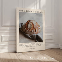 Acts 2:46,  They Broke Bread in Their Homes Print,   Biblical Wall Art Typography Christian Home & Kitchen Décor