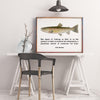John Buchan Fishing Quote,  The charm of fishing is that it is the pursuit of what is elusive. Art Print - Father's Day Gift - (1925)
