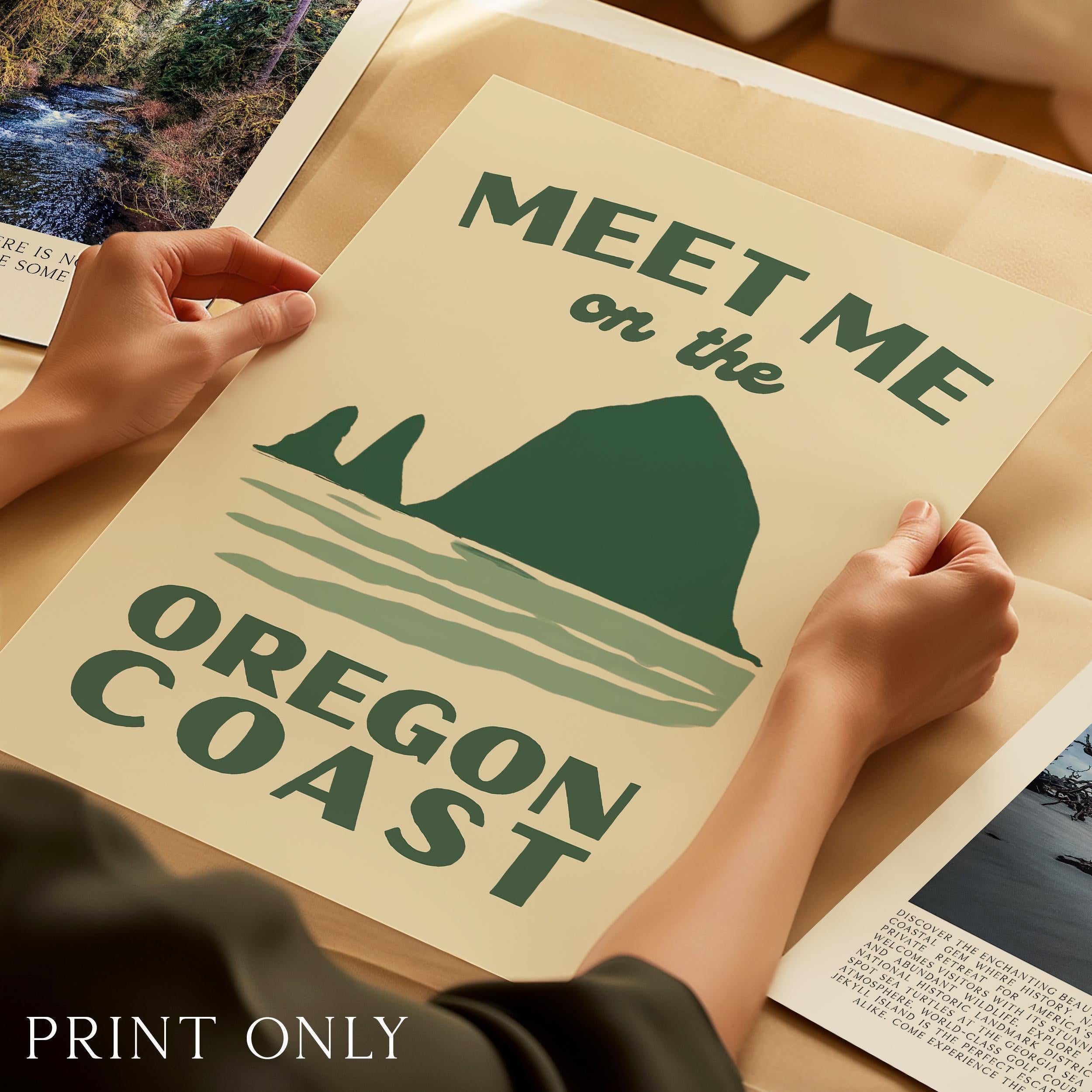 Meet Me on the Oregon Coast Print, Wall Art, Pacific Northwest Decor, Coastal Travel