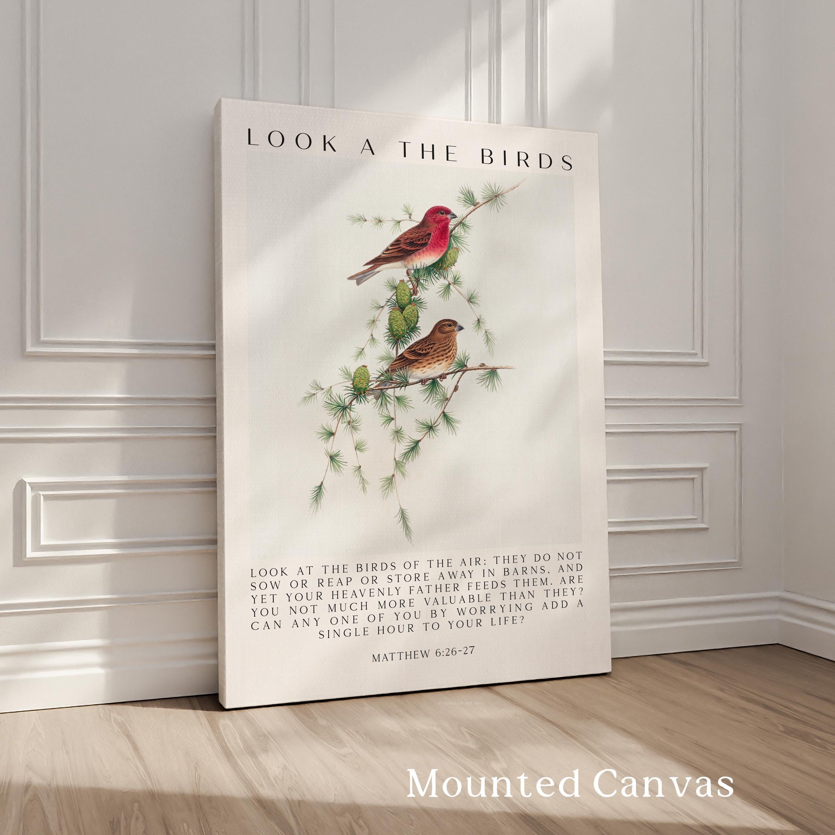 Matthew 6:26-27 Bible Verse Print – Look at the Birds Scripture Wall Art