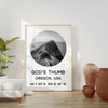 God's Thumb, Oregon with GPS Coordinates Art Print,  Travel - Explore - Hike - Nature
