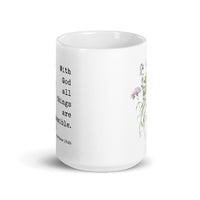 With God All Things Are Possible Matthew 19:26 Coffee Tea Mug with Wildflowers, Scripture, Bible Verse