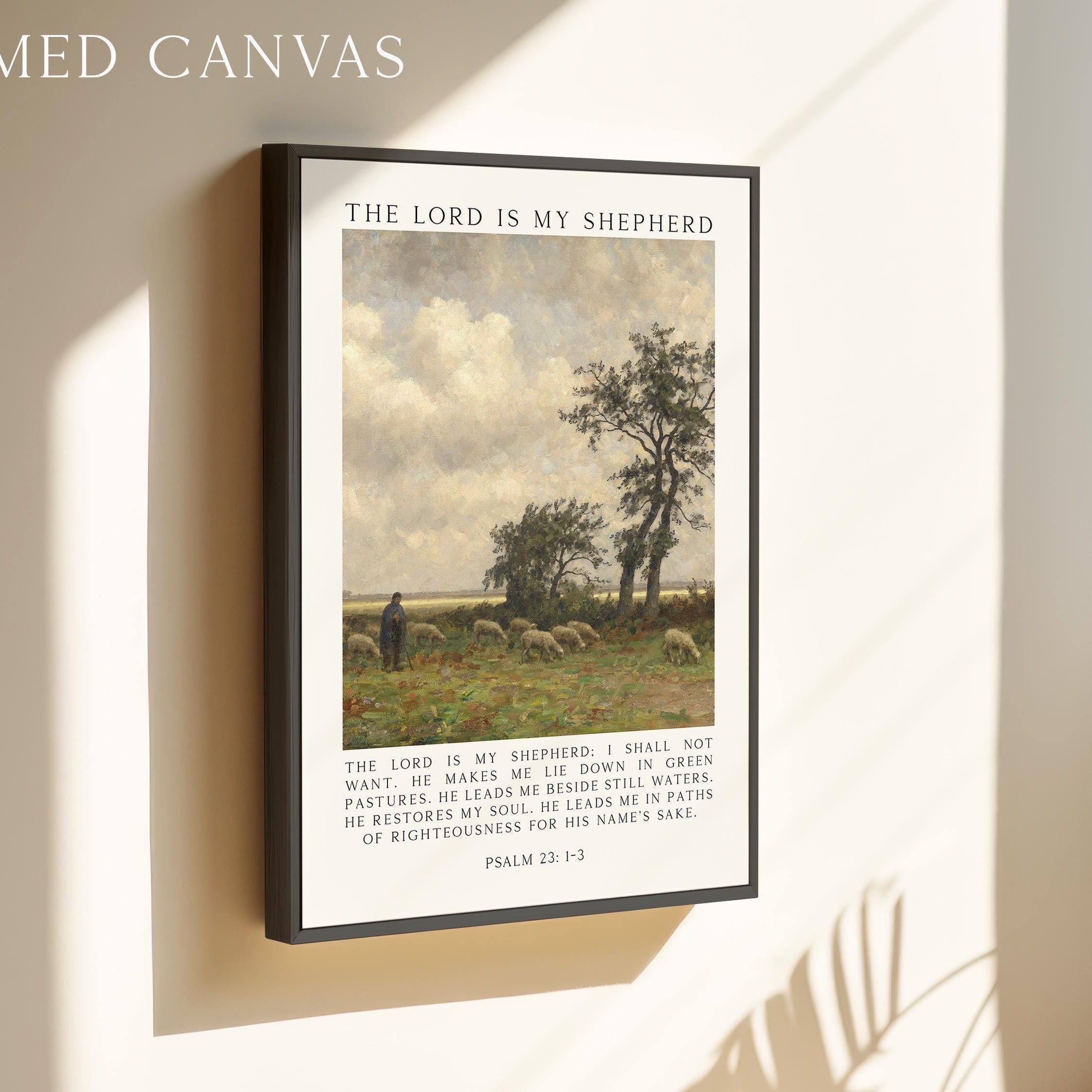 The Lord Is My Shepherd Psalm 23 Art Print,  Christian Typography Wall Art