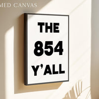 The 854 Y'all Minimalist Typography Art Print,  South Carolina Area Code,  Charleston,  Low Country,  Hilton Head,  Myrtle Beach