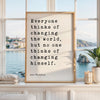 Leo Tolstoy Quote Print, Everyone Thinks Of Changing The World, Typography Wall Art, Literary Decor