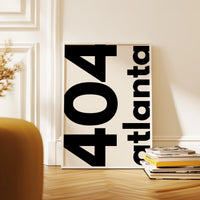 404 Atlanta Print, Area Code Wall Art, Minimalist Typography, Home Decor