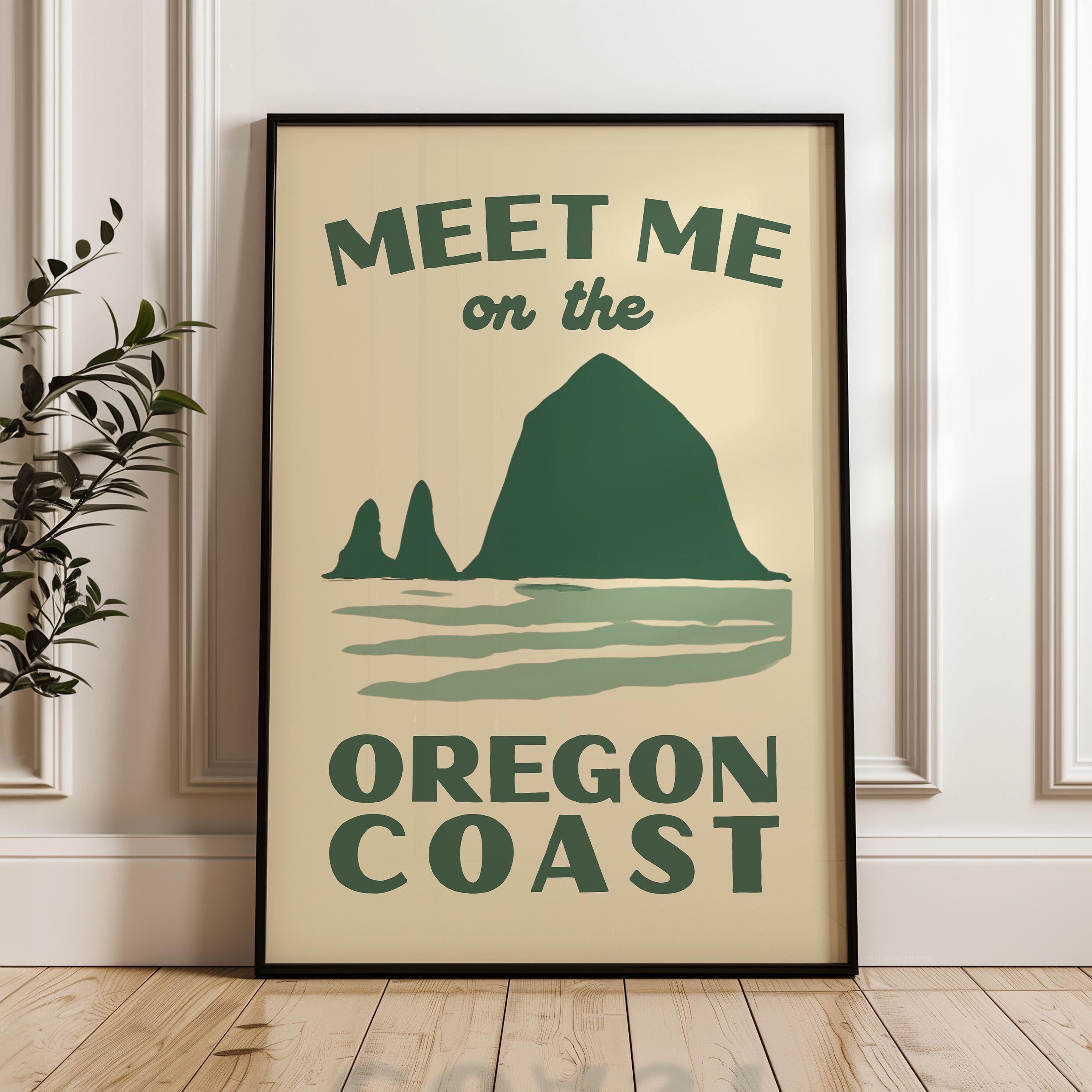 Meet Me on the Oregon Coast Print, Wall Art, Pacific Northwest Decor, Coastal Travel