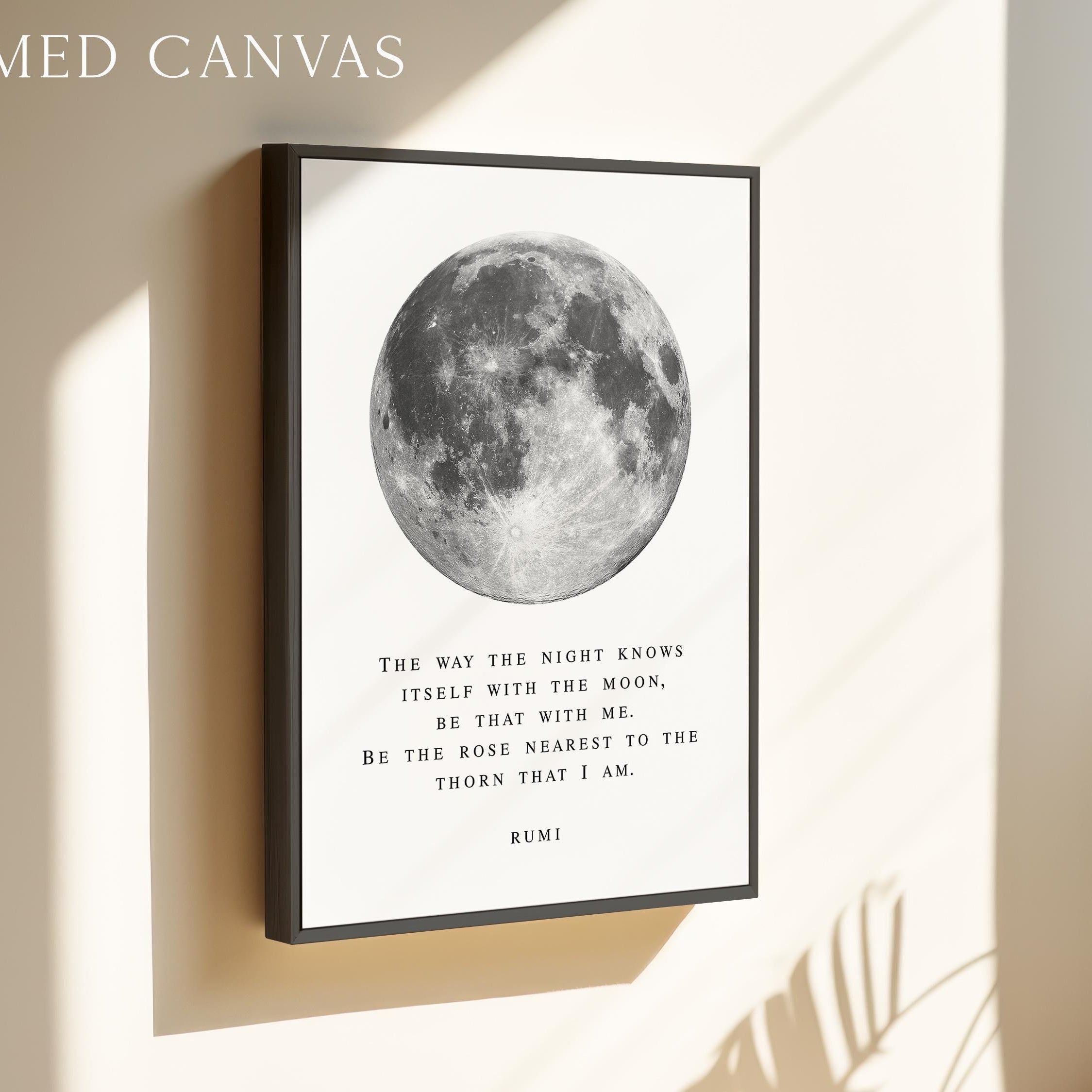 Rumi Moon Quote,  Wall Art Celestial Minimalist Poetry Print - Night Sky Decor