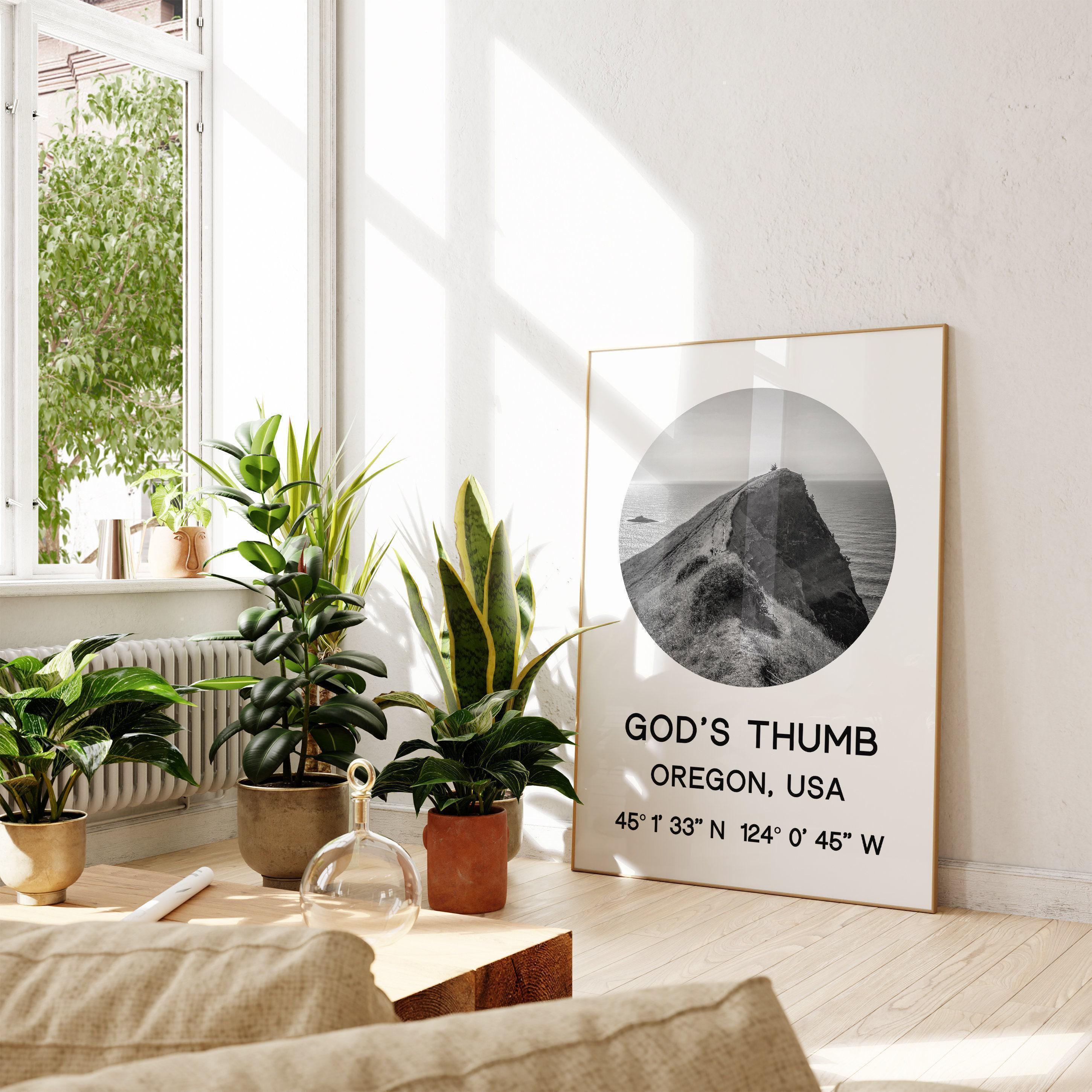 God's Thumb, Oregon with GPS Coordinates Art Print,  Travel - Explore - Hike - Nature