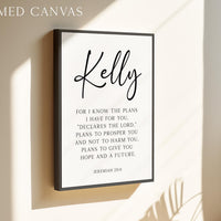 Jeremiah 29:11 Bible Verse Personalized Print, For I Know The Plans, Christian Wall Art