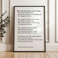 The Rose Did Caper on Her Cheek,  Emily Dickinson Poem,  Typography Art Print