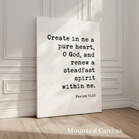 Psalm 51:10 Wall Art, Create In Me A Pure Heart Print, Christian Bible Verse Decor