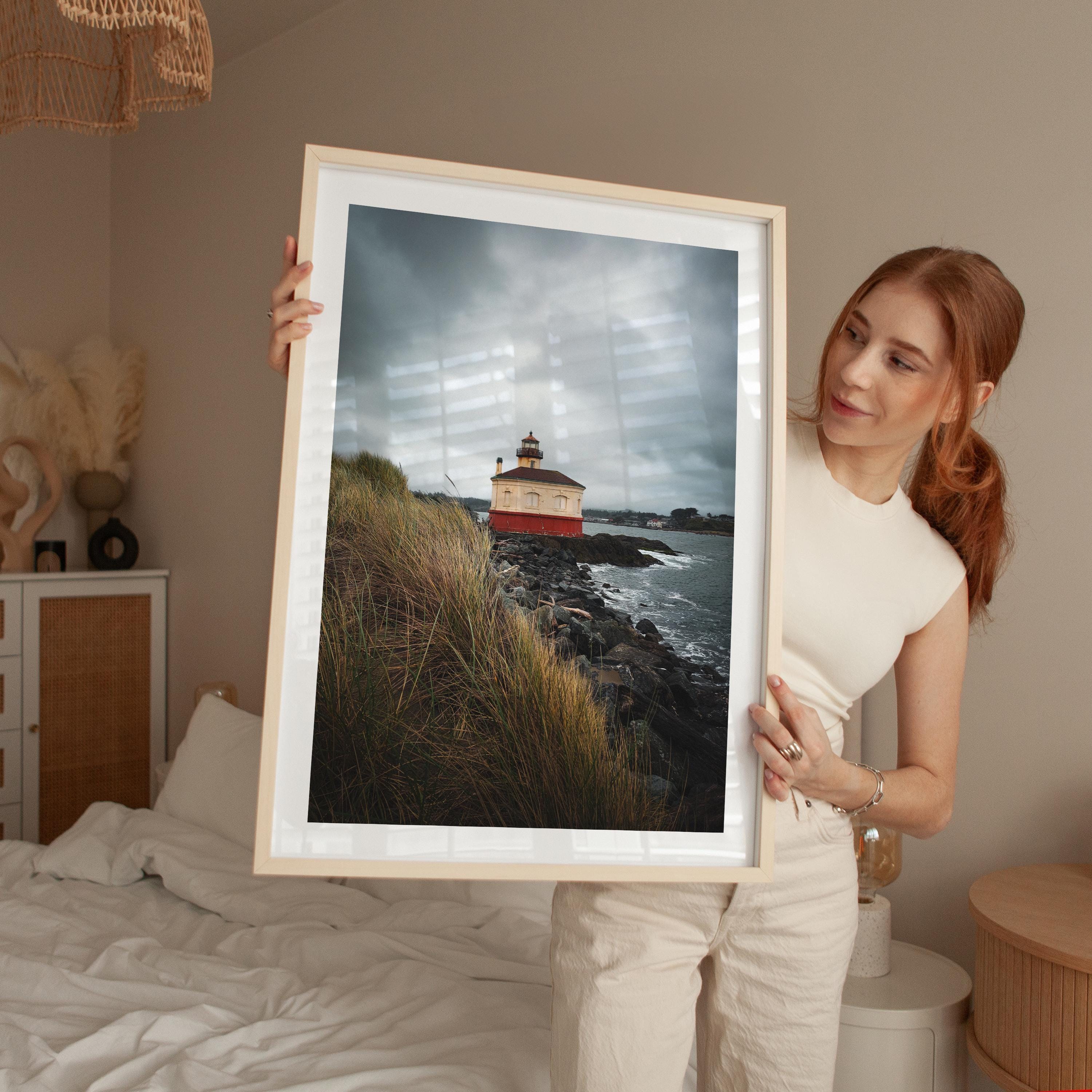 Coquille River Lighthouse Print in Bandon, Oregon,  Moody Coastal Photography by Jessie Dysart